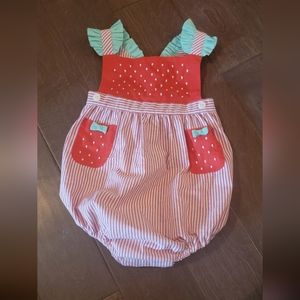 FINAL NWT  3t Sophie and Lucas sweet summer Strawberry Stripe Bubble baby girls